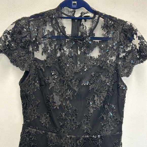 Alice + Olivia Alaina Sequined Lace-Trim Romper - Picture 5 of 11